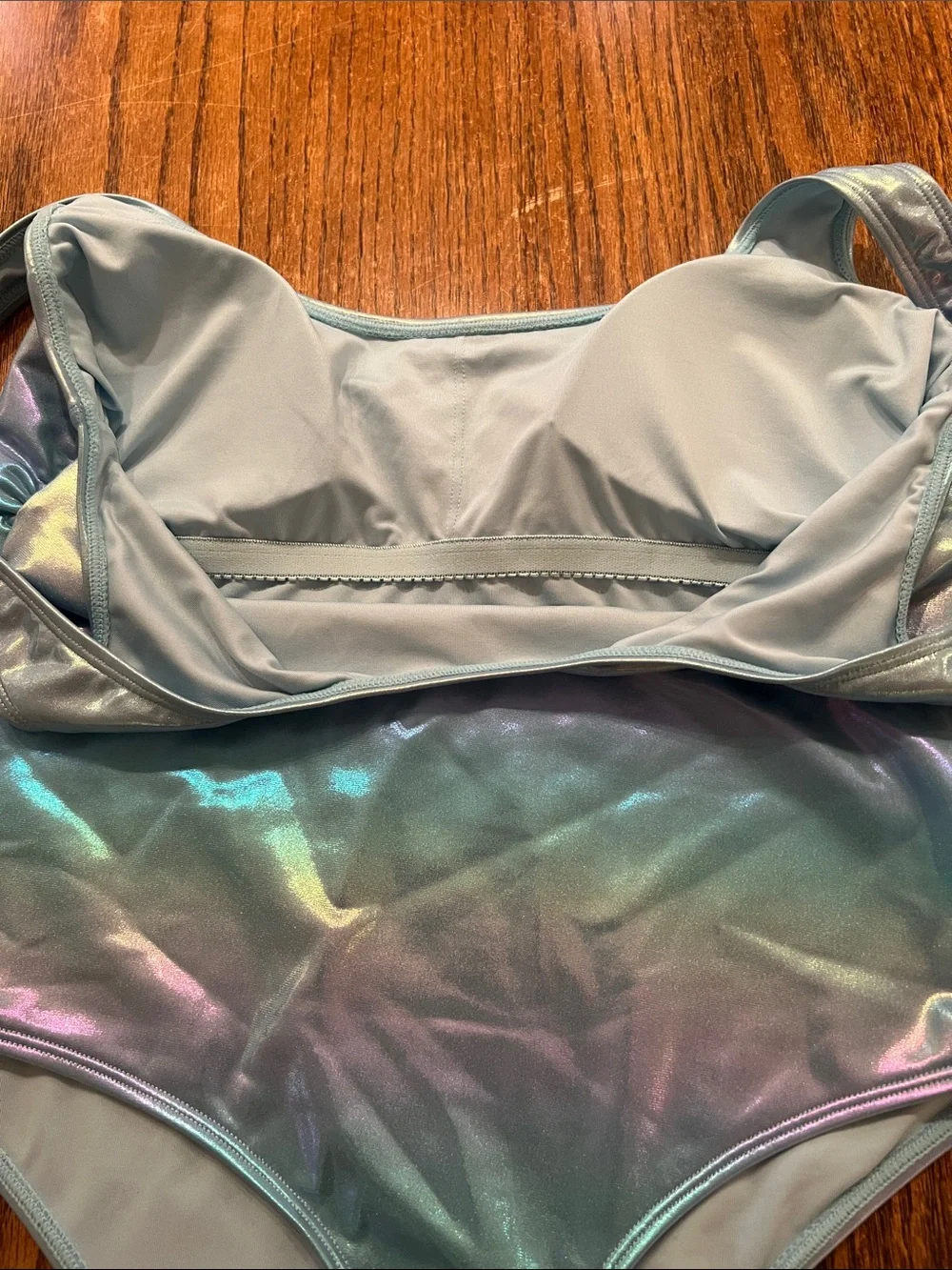 Holographic Light Blue One-Piece Swimsuit Size L